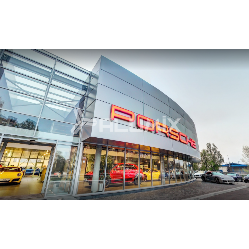 Фасадное остекление автосалона Porsche г. Днепр Фасадное остекление автосалона Porsche г. Днепр